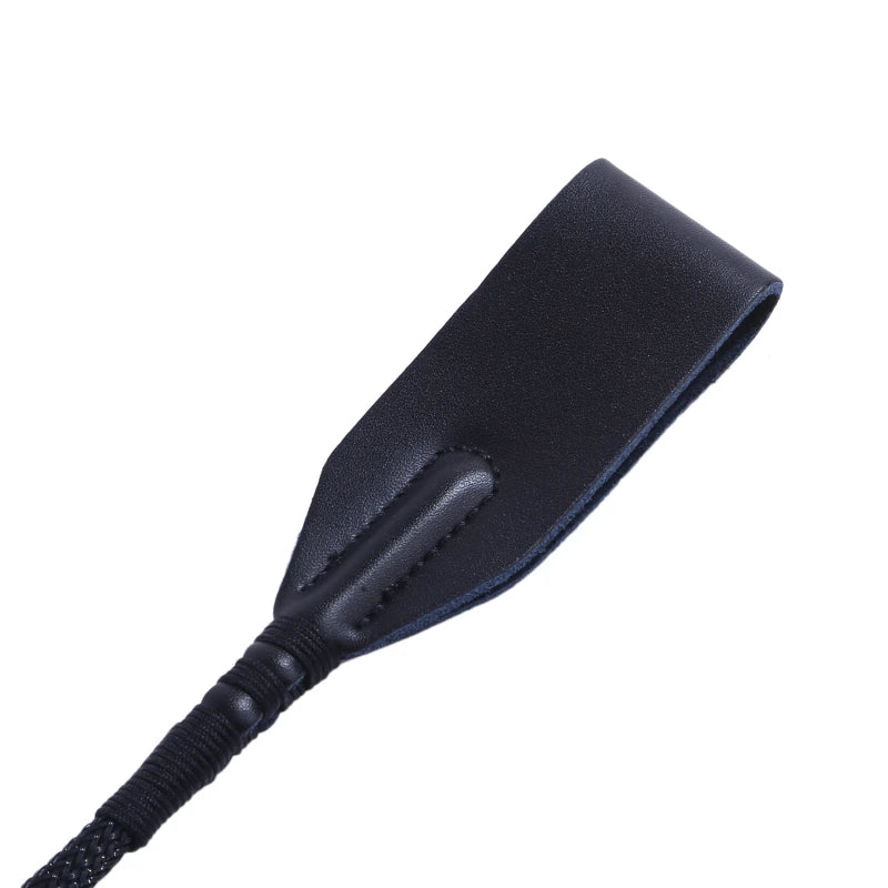 Black Faux Leather Horse Whip Handmade Braided Riding Crop for Equestrian Racing Training Equipment High Quality Peaceful Pleasures Health and Wellness