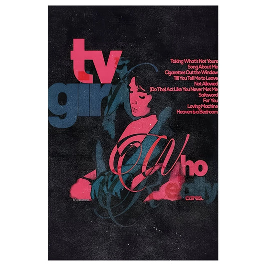 Retro Japanese Vintage TV Girl Canvas Wall Art Print Poster Canvas Wall Art Peaceful Pleasures Health and Wellness G4660 50x70cm Unframed