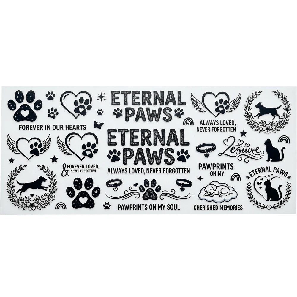 Pet Memorial UV Transfer Stickers | Paw Print Waterproof Decals