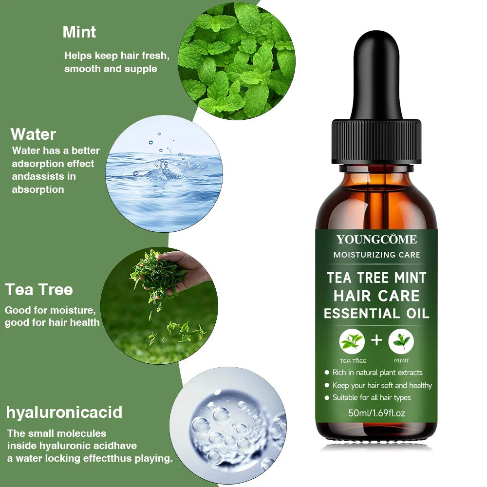 YOUNGCOME Tea Tree & Cooling Mint Hair Oil – All Hair Types