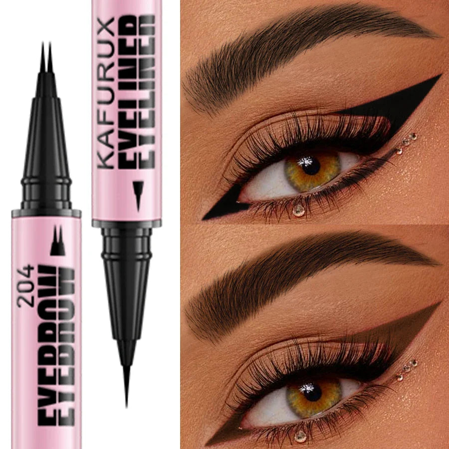 KAFURUX 2-in-1 Waterproof Eyebrow & Eyeliner Pen – 4 Colors