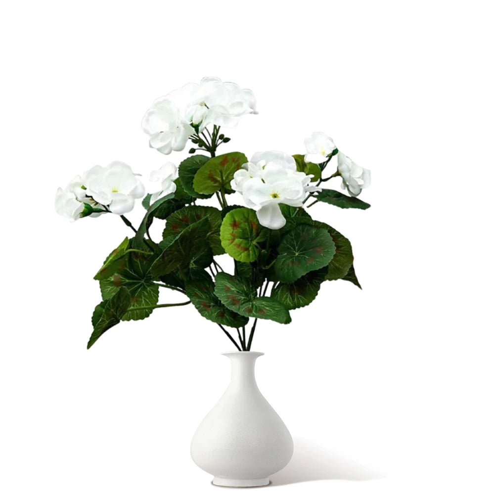 2Pcs Artificial Geraniums Faux Flower Bush – Indoor & Outdoor