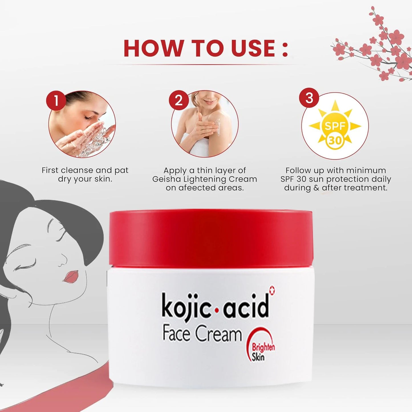 Kojic Acid Cream Skin Whitening Cream Anti Aging Brighten Fade Stubborn Dark Spots Moisturiz Nourish Facial Skin Care With Soap Peaceful Pleasures Health and Wellness