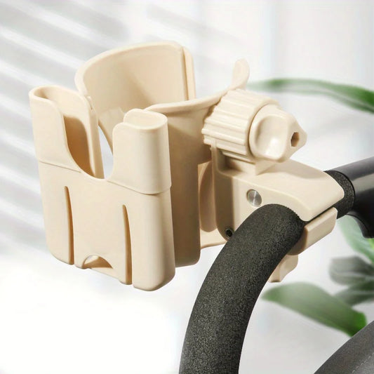 2-in-1 Stroller Cup & Phone Holder | Universal Bottle Cage Stroller Accessory Peaceful Pleasures Health and Wellness Beige