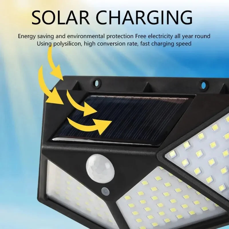 100 LED Solar Wall Light | Waterproof Motion Sensor Outdoor