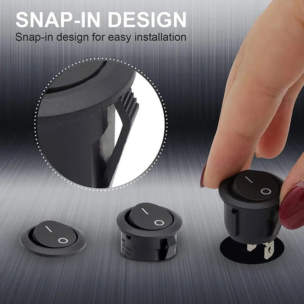 12V Round Rocker Switch AC 6A/250V 10A/125V SPST 2 Pin 2 Position On Off Toggle Switch For Car Boat Automotive RV Black Peaceful Pleasures Health and Wellness