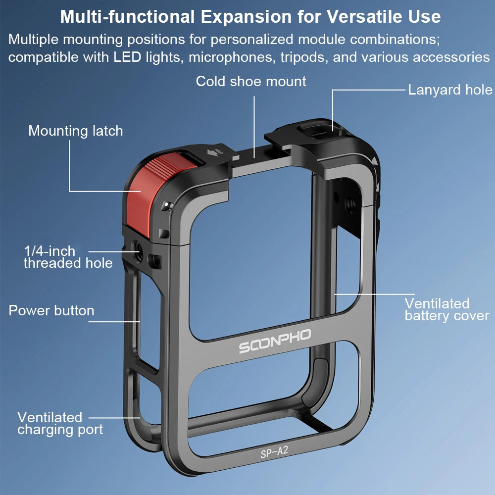 Metal Expansion Cage With Silicone Lens Cap For DJI Osmo 360 Camera Cold Shoe Mount For Cinematography VLOG Video Peaceful Pleasures Health and Wellness