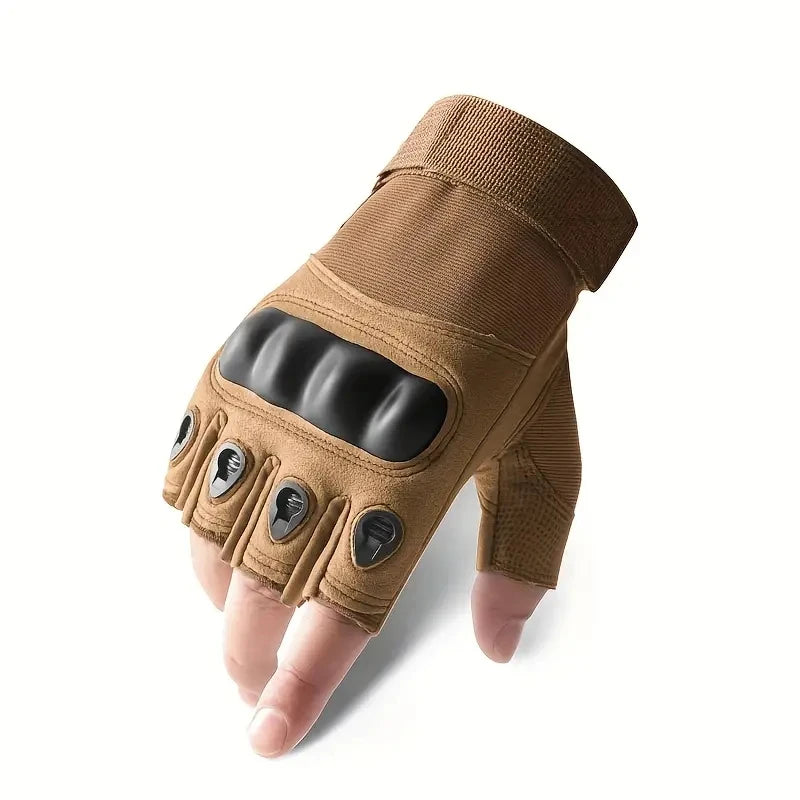 1Pair Tactical Fingerless Gloves for Men - Ideal for Outdoor Sports, Shooting, Hunting, Airsoft, and Cycling Peaceful Pleasures Health and Wellness Khaki M