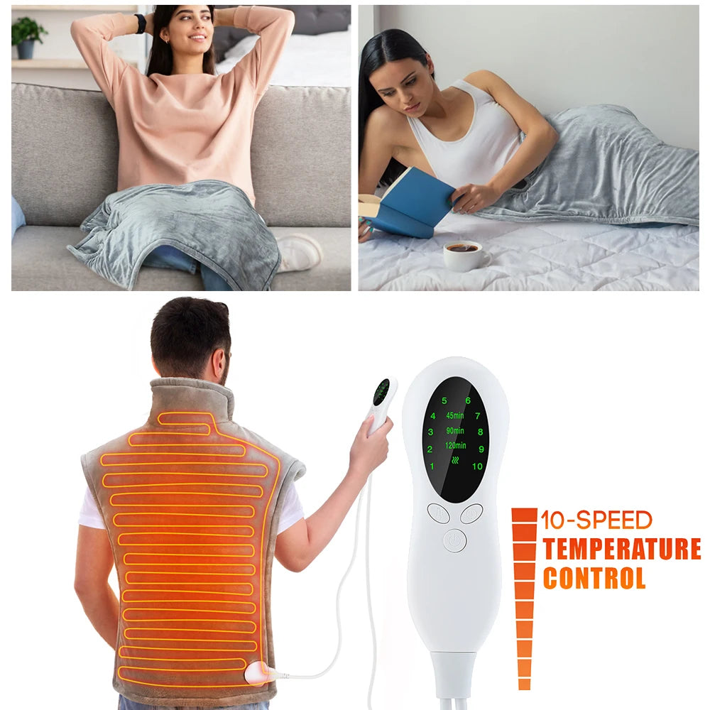 Shawl Electric Heating Pad Home 10-Level Constant Temperature Hot Compress Shoulder Warming Wrap 60*90cm Mat Back Abdomen Heater Peaceful Pleasures Health and Wellness