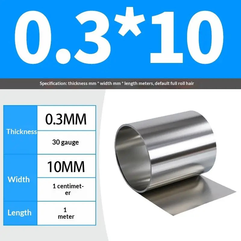 304 Stainless Steel Strip Sheet Foil 1M | 0.03–0.5mm Thick