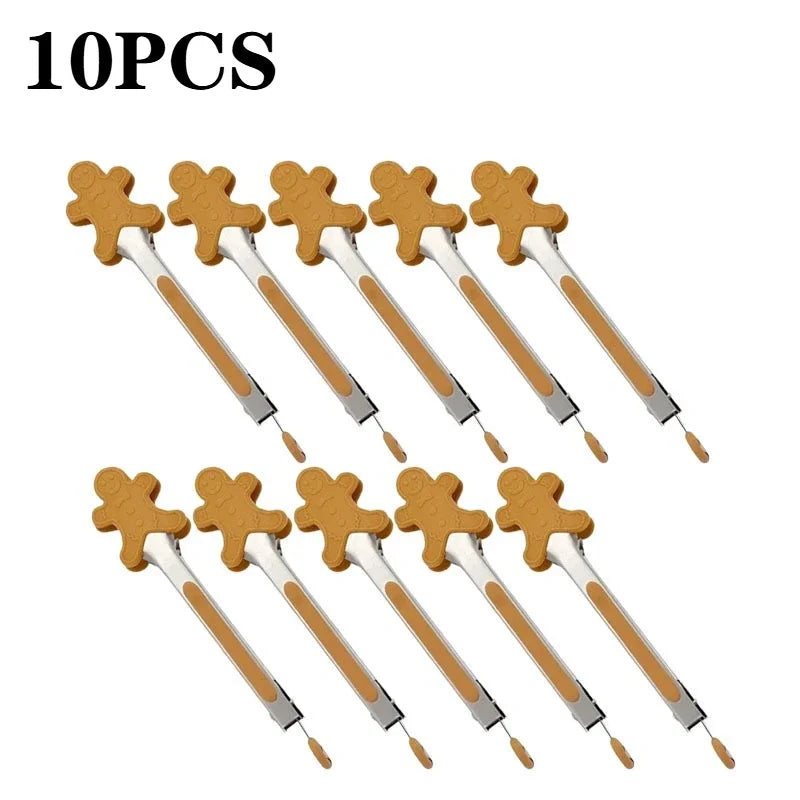 Christmas Silicone Food Tongs | Stainless Steel Kitchen Tongs Set