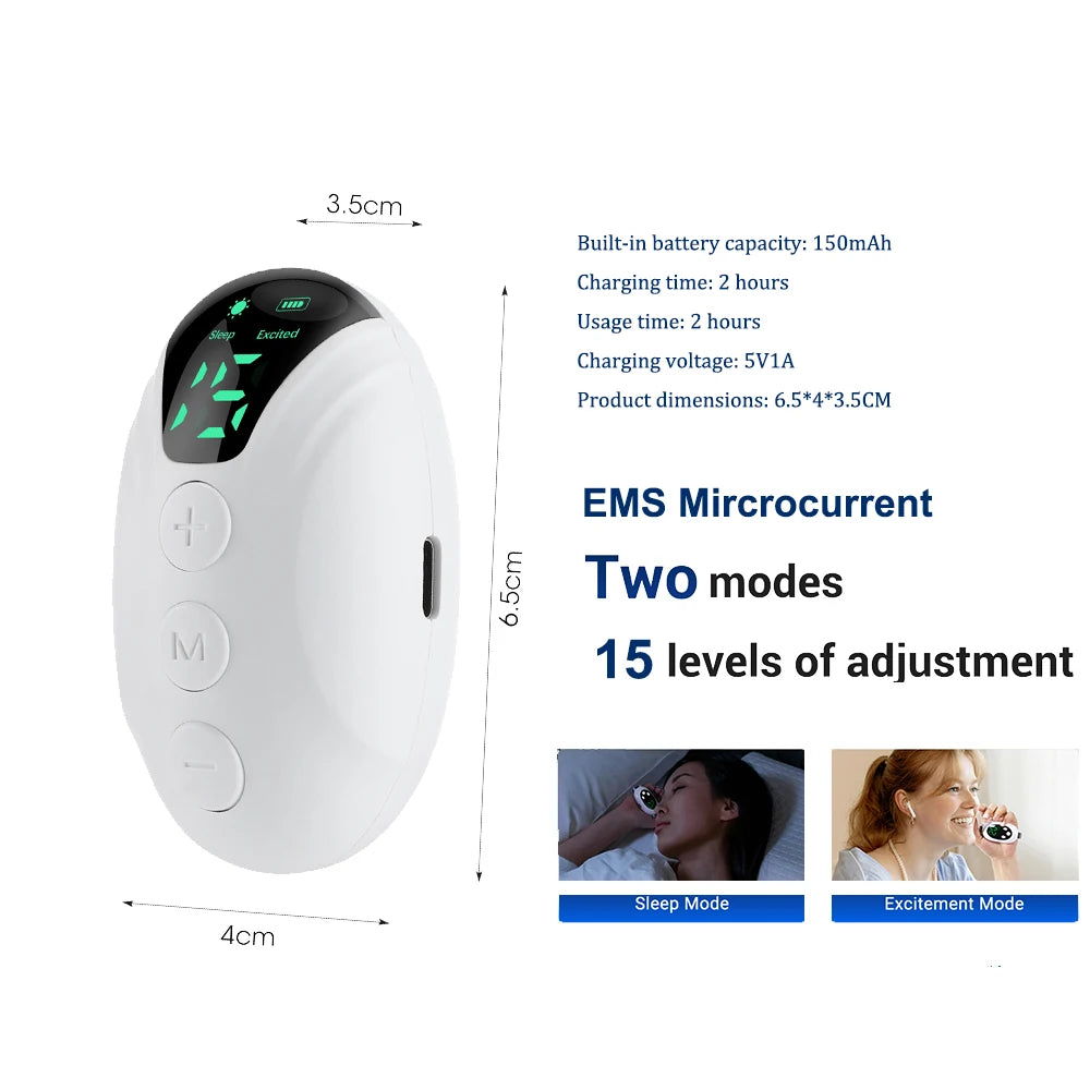 Handheld Sleep Aid Device Microcurrent Stimulator Portable Anxiety & Sleeplessness Support Device Physical Insomnia Reliever Peaceful Pleasures Health and Wellness 15 Gears WHITE