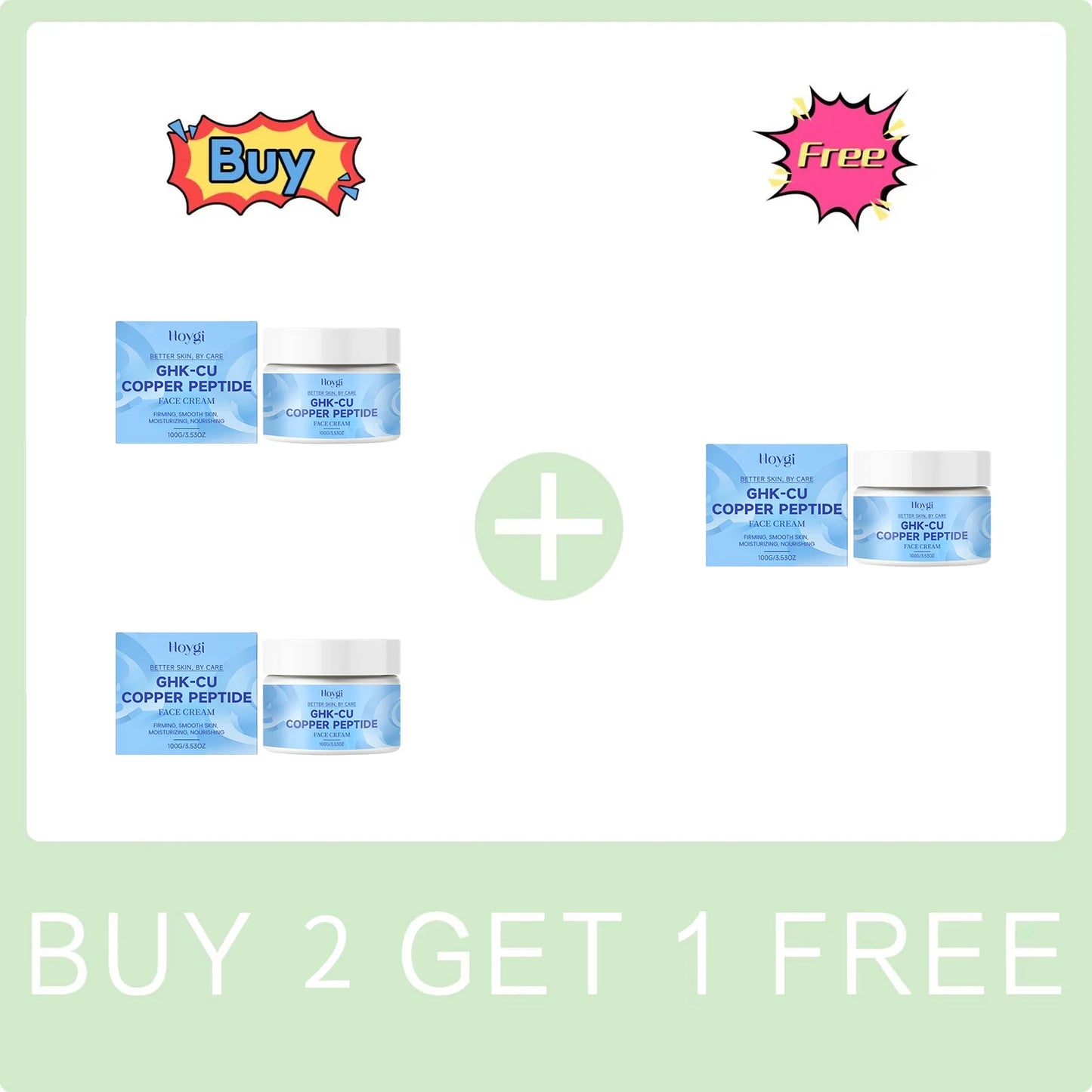 Copper Peptide Face Cream Firming Lifting Ghk-Cu Face Care Cream for Fine Lines Tightening Skin Enhance Elasticity Nourish Skin Peaceful Pleasures Health and Wellness Buy 2 Get 1 Free