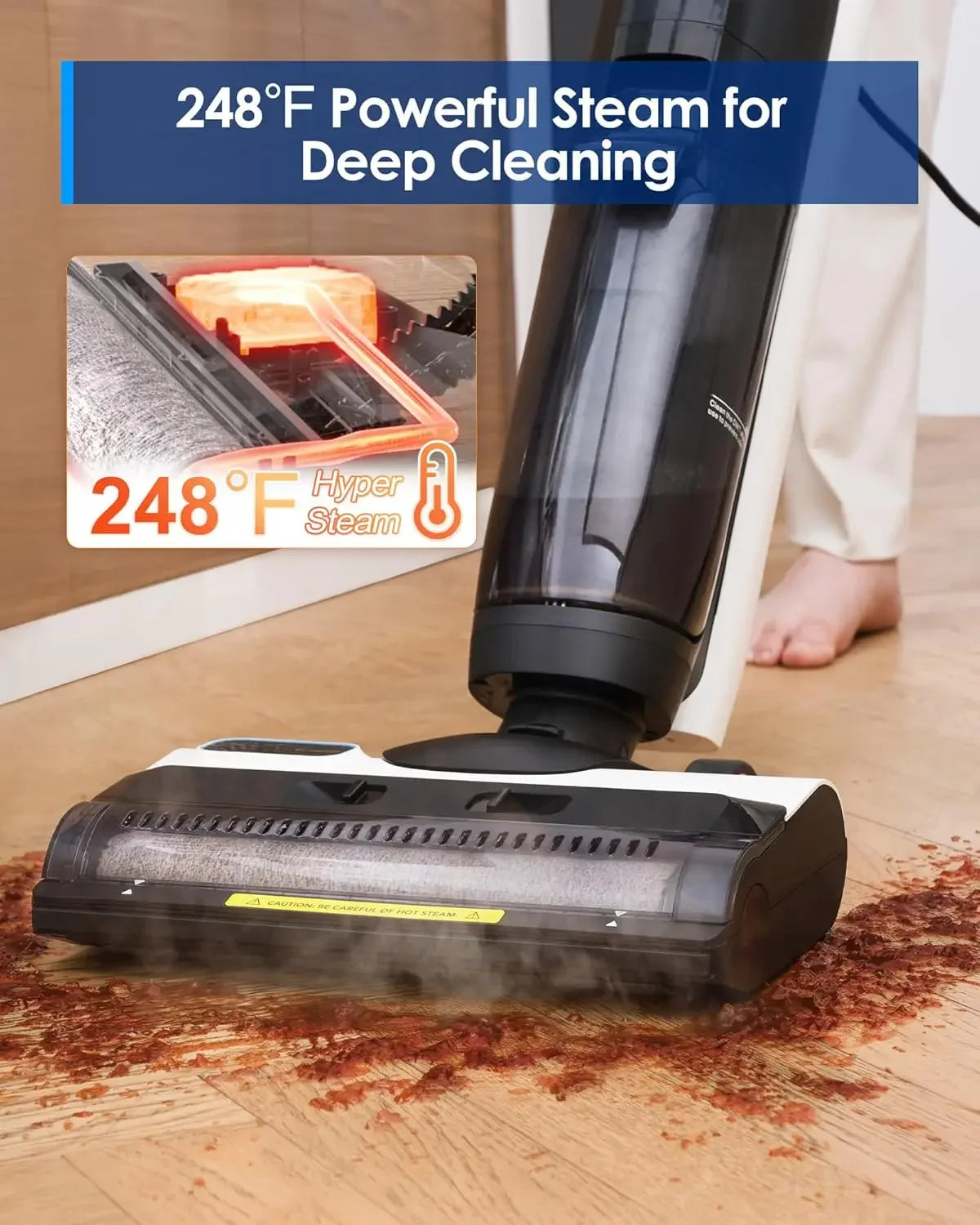 All-in-One Steam Wet Dry Vacuum for Hardwood Floors, 248°F High-Temp Self-Cleaning Mop Peaceful Pleasures Health and Wellness