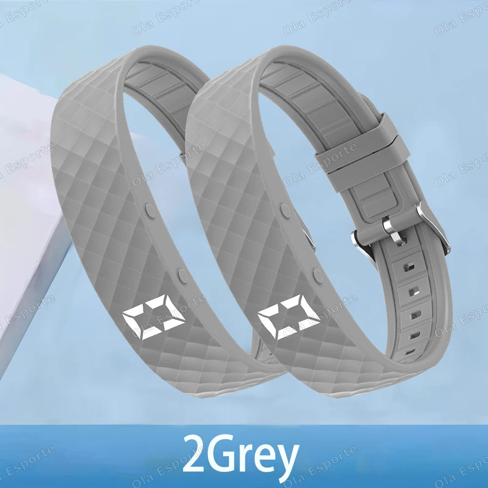 Smart Bracelet LED Digital Waterproof Smart Clock Smartband With running pedometer Monitor Smart Band Vibration Alarm Reminder Peaceful Pleasures Health and Wellness 2Pc Gray