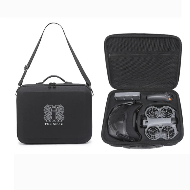 Grey PU + EVA/Black Nylon + EVA Storage Bag For DJI NEO 2 High-Capacity Storage Bag Goggles N3 Storage Bag Shoulder Strap Peaceful Pleasures Health and Wellness