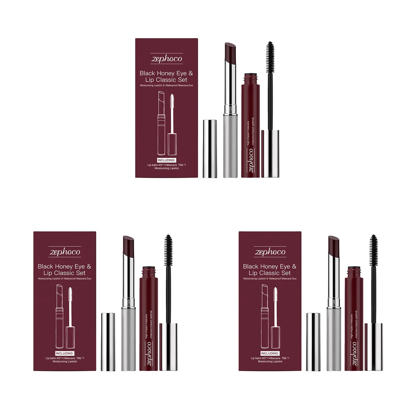 Black Honey Iconic Eye Lip Makeup Set Black Volumizing Lengthening Curling Mascara Plumping Gloss Lipstick Waterproof Makeup Set Peaceful Pleasures Health and Wellness 12g and 21ml boxed