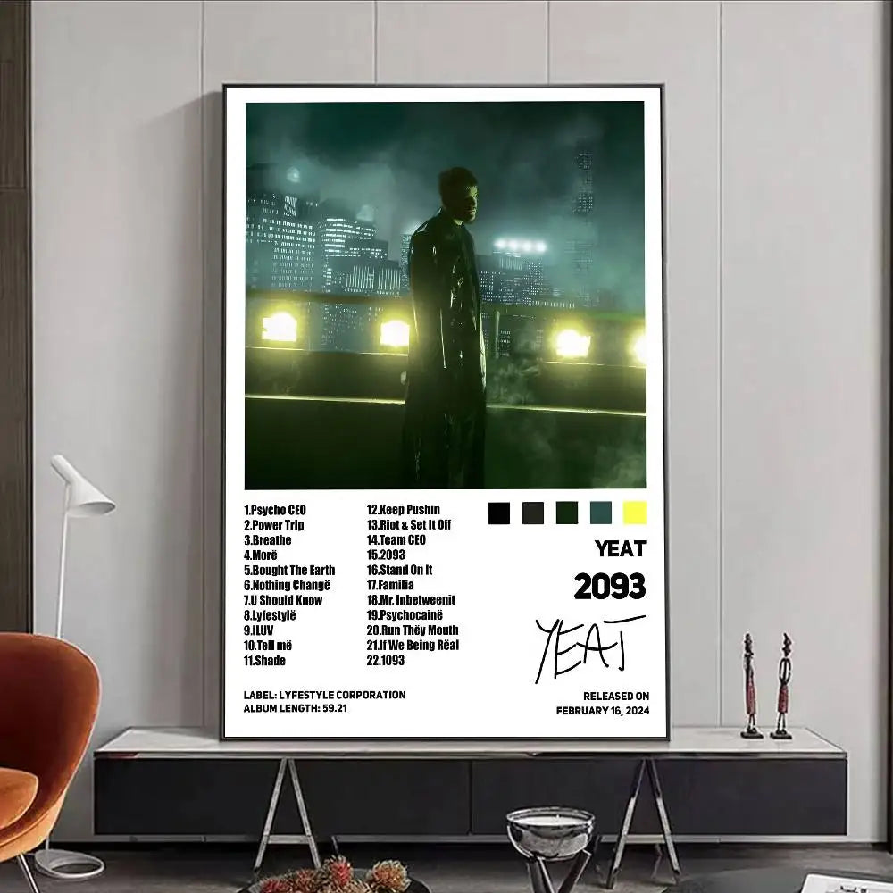 HOT Y-Yeat New Album Poster HD art poster for home living room bar office decoration sticky waterproof Peaceful Pleasures Health and Wellness z1 15X20cmNoframe
