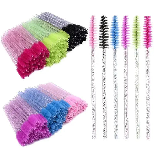 20-Pack Crystal Mascara Wands & Eyelash Brush Applicators Mascara Wand Set Peaceful Pleasures Health and Wellness Pink-20pcs