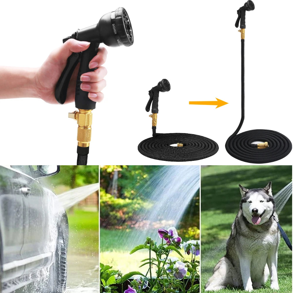 25/50/75/100ft Portable Car Wash Water Gun Garden Hose Water Gun For Cleaning Car 8 Mode Nozzle Spray Wall Mountable Water Hose Peaceful Pleasures Health and Wellness