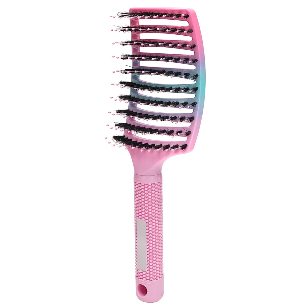 Multiple Color Hair Comb Detangling Hair Brush Bristle&Nylon Women Wet Massage Comb Curly Hairdressing Salon Styling Tools Peaceful Pleasures Health and Wellness A2