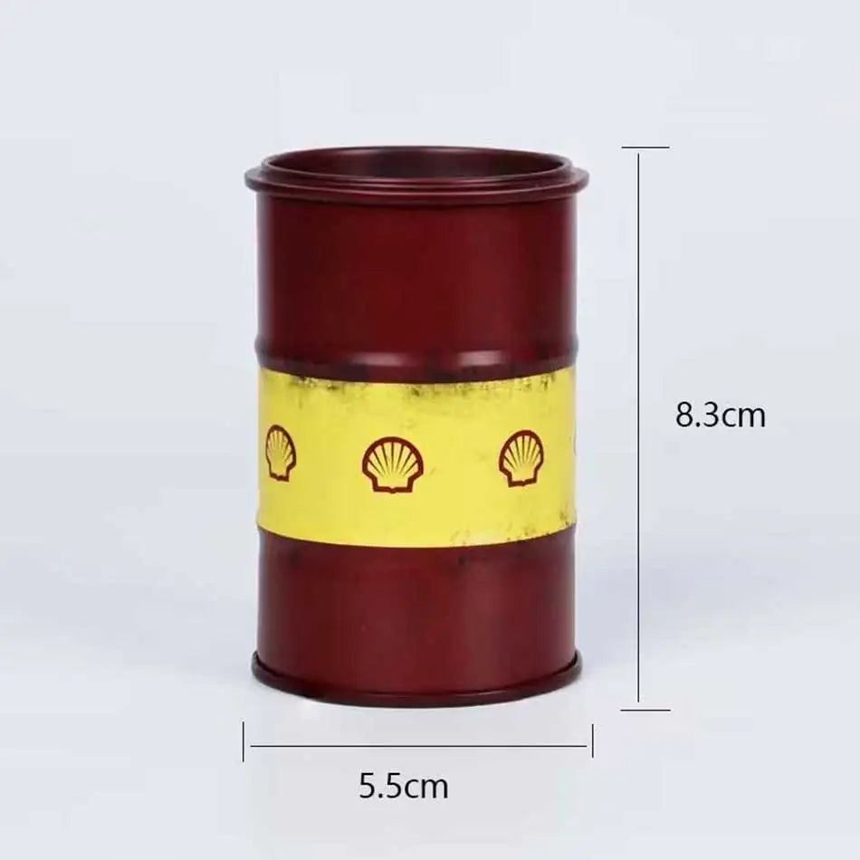 Iron Mini Oil Drum Model Chemistry Car Storage Box Desktop Decoration