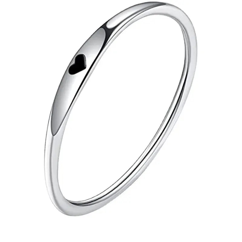 925 Sterling Silver Heart Carved Stackable Promise Ring | Sizes 6–10