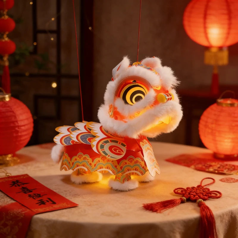 New Year Spring Festival Lantern Festival Year of The Horse Lion Dance Lantern Handmade DIY Kids Craft Kit Festival Decoration Peaceful Pleasures Health and Wellness