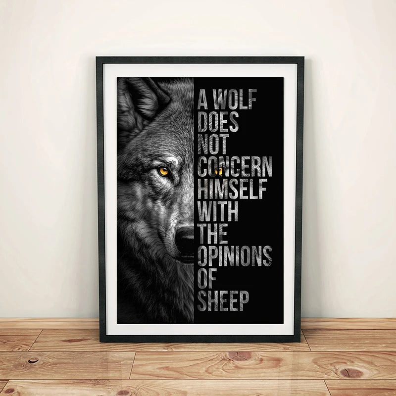 Animal Motivation Quotations Poster Lion Tiger Wolf Leopard Canvas Painting Modern Art Prints Wall Picture for Living Room Decor Peaceful Pleasures Health and Wellness