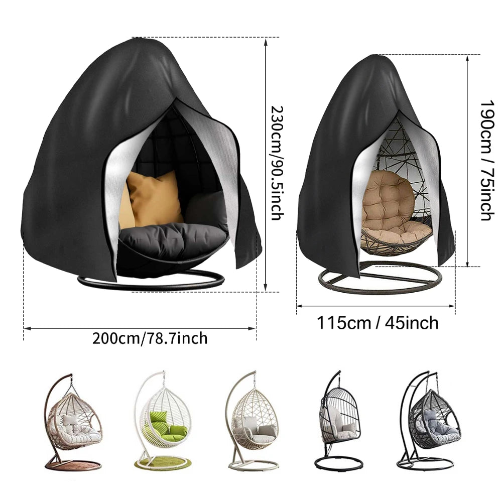 Waterproof Patio Hanging Chair Cover Egg Swing Chair Cover with Zipper Outdoor Windproof Heavy Duty Garden Furniture Protector Peaceful Pleasures Health and Wellness