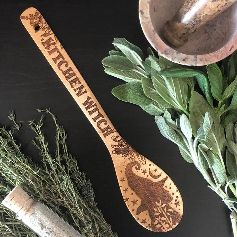 Halloween Witchy Bamboo Spoon Set | Laser Engraved Kitchen Gift
