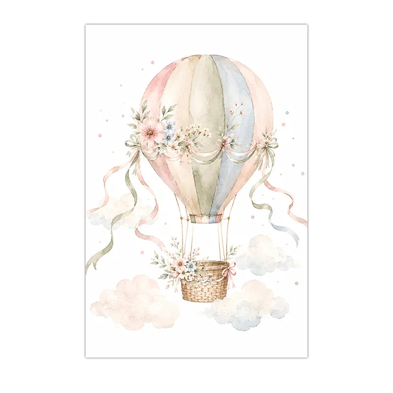 Nursery Animal Wall Art Cute Safari Canvas Painting Floral Poster Print Kids Bedroom Wall Decor Peaceful Pleasures Health and Wellness 09 21X30cm No Frame China Mainland