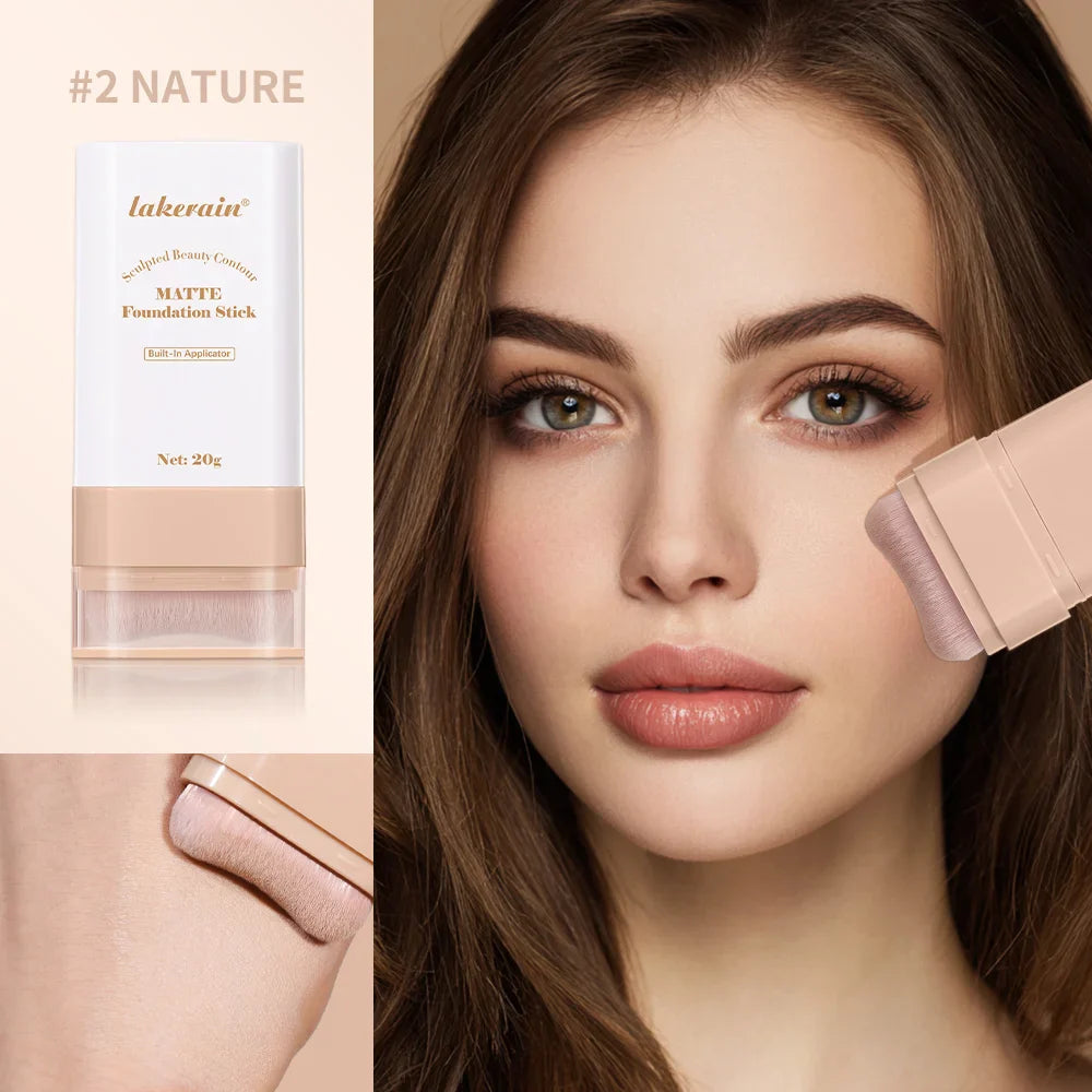 Matte Foundation Stick with Brush – Waterproof & Oil Control