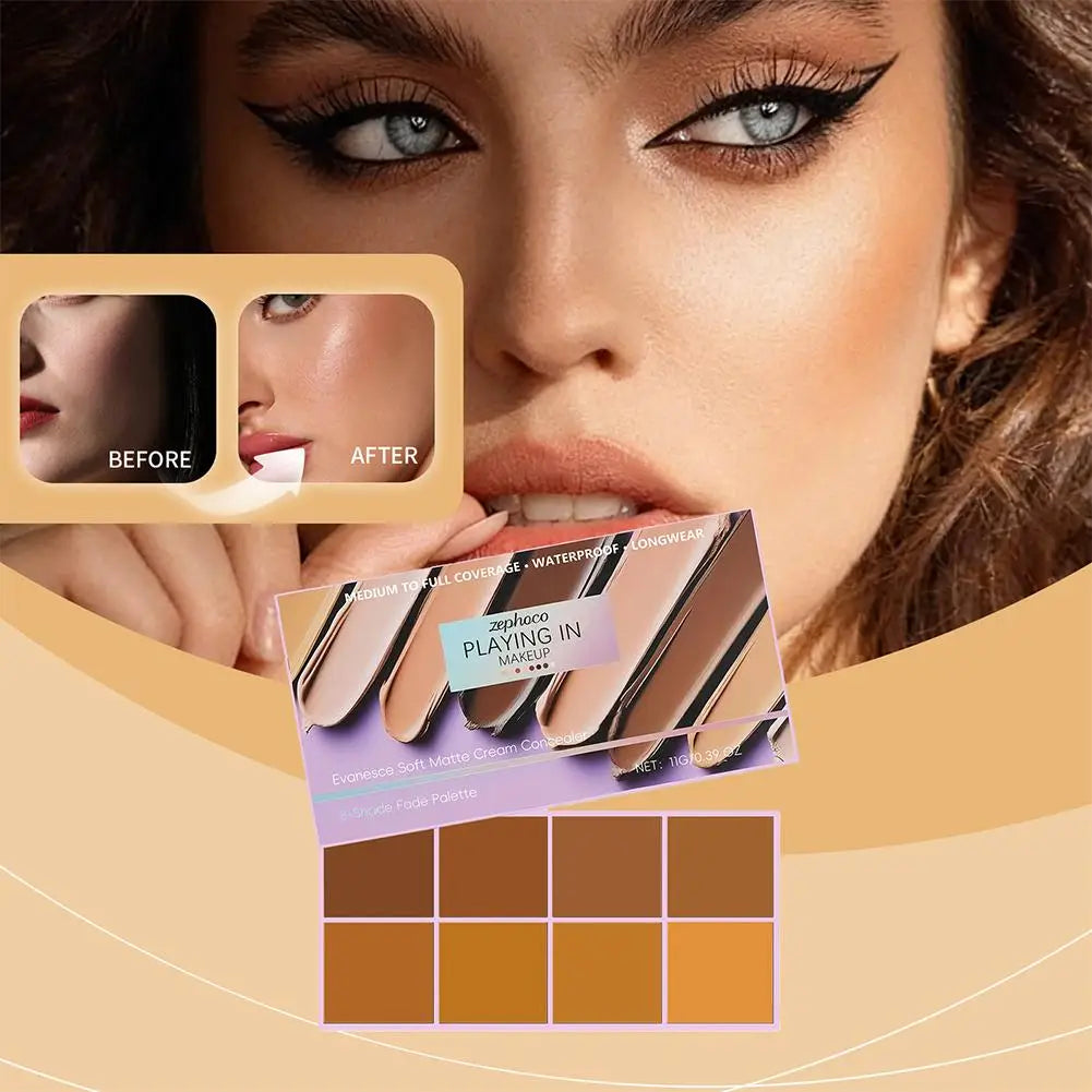 BIOAOUA 8-Color Concealer Contour Palette – Waterproof & Full Cover
