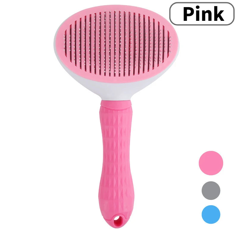 Pet Dog Brush Cat Comb Self Cleaning Pet Hair Remover Brush For Dogs Cats Grooming Tools Pets Dematting Comb Dogs Accessories Peaceful Pleasures Health and Wellness Pink