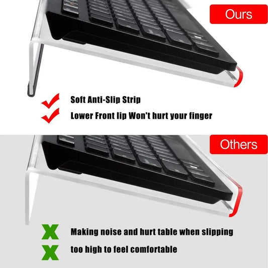 Clear Acrylic Keyboard Stand Tilted Mutli-Purpose Computer Keyboard Holder Silicone Anti-Slip Case Durable Keyboard Tray Peaceful Pleasures Health and Wellness