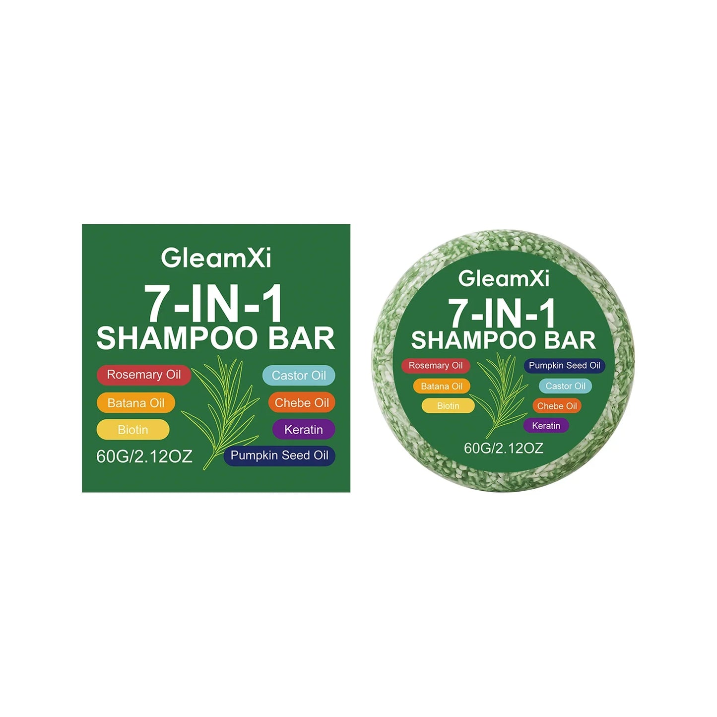 Gleamxi 7-in-1 Rosemary Biotin Shampoo Bar – Hair Growth