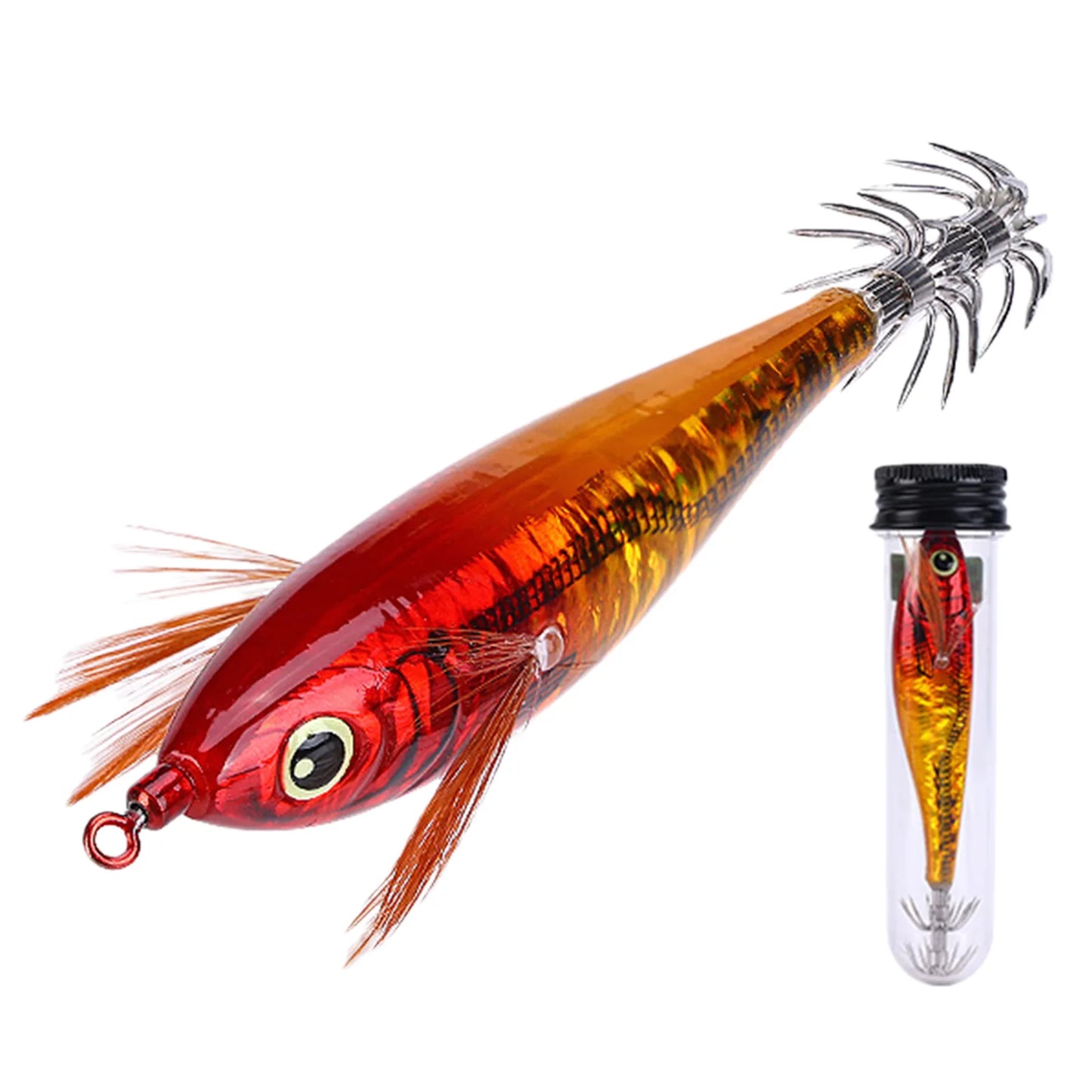 Fishing Squid Jigs Cuttlefish Lures Luminous Shrimp Prawn Sleeve Jig Hooks Slow-Sinking Sea Fishing Hard Lure for Octopus Peaceful Pleasures Health and Wellness Gold