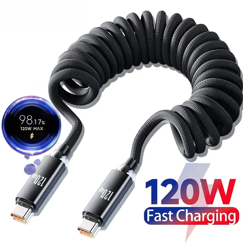 120W Fast Charging Coiled USB-C Cable – iPhone & Android
