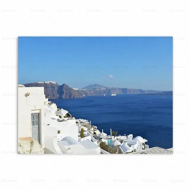 1PC Santorini Greece Island and The Aegean Sea Landscape Print Art Canvas Poster For Living Room Decoration Home Wall Framele Peaceful Pleasures Health and Wellness 10 40x50cm Unframed