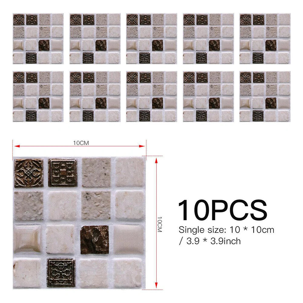Self-adhesive Mosaic Tile Stickers Stick Bathroom Kitchen Wall Decal