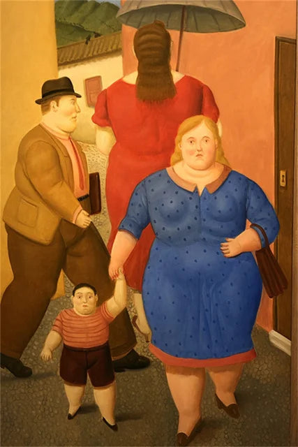 Fernando Botero Famous Oil Painting Fat Couple Dancing Posters Canvas Painting Living Room Wall Mural Picture Decoration Peaceful Pleasures Health and Wellness