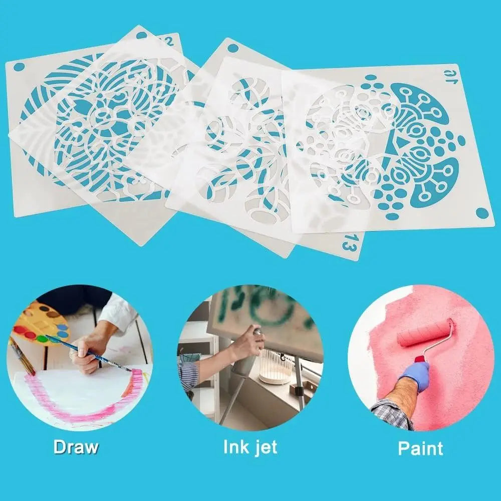 36/56Pcs Creative Mandala Dot Painting Templates Reusable Hollow Dot Painting Stencils Craft Project Small Size Peaceful Pleasures Health and Wellness
