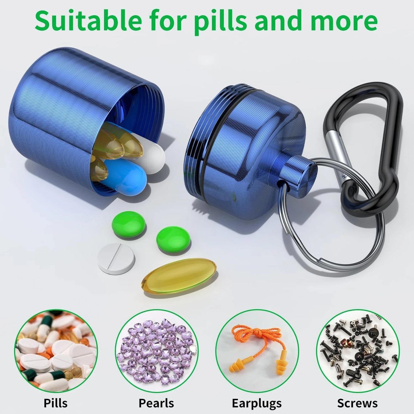 Portable Waterproof Medicine Box Keychain Safety Device, Travel Essential Organizer, Durable & Secure Storage Solution Peaceful Pleasures Health and Wellness