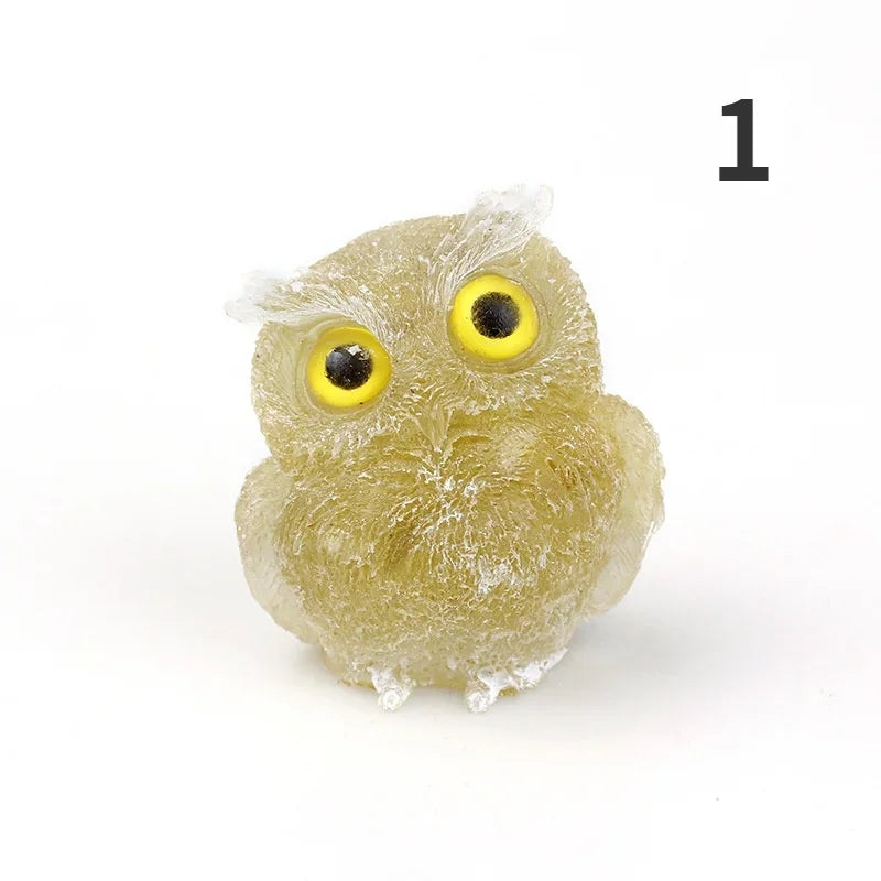 Natural Crystal Stone Gravel Owl Animal Crafts Hand Made Small