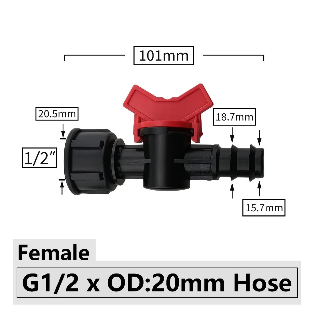 Connectors With 1/2 3/4 Inch Thread Drip Irrigation System Fitting 4/8/10/12/16/20/25mm Hose Barbed Mini Valve Garden Tap Barb Peaceful Pleasures Health and Wellness Q