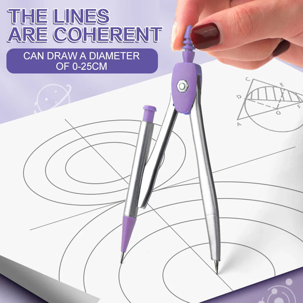 8-Piece Student Geometry Set – Compass, Protractor & Ruler