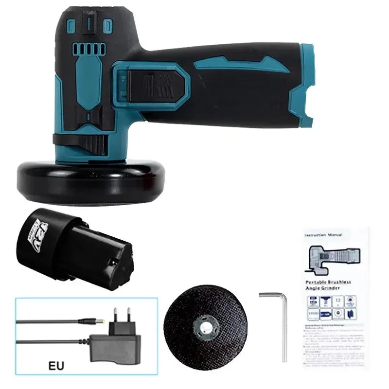 12V Rechargeable Mini Angle Grinder Cordless Grinding Machine,Portable Polishing Cutting Power Tool For Diamond Metal Tile Peaceful Pleasures Health and Wellness EU Blue