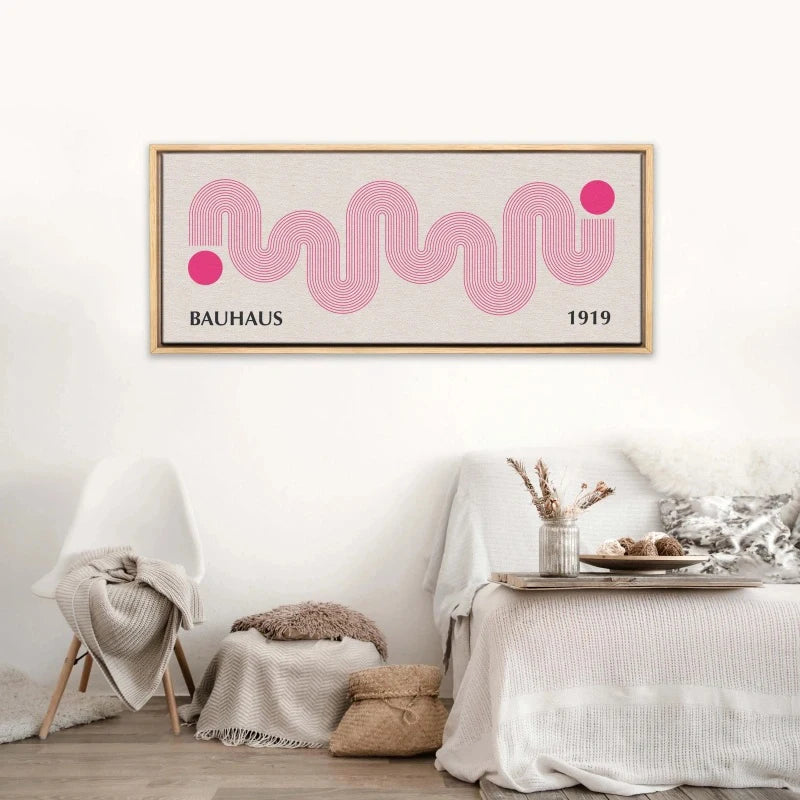 Pink Bauhaus Canvas Wall Art | Large Horizontal Unframed Poster Canvas Wall Art Peaceful Pleasures Health and Wellness