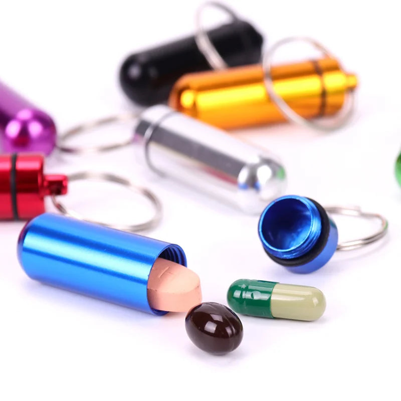 Portable Mini Waterproof Aluminum Pill Box Cases Container Organizer Storage Tablets Bottle Medicine Vitamin Pillboxs Fish Oils Peaceful Pleasures Health and Wellness